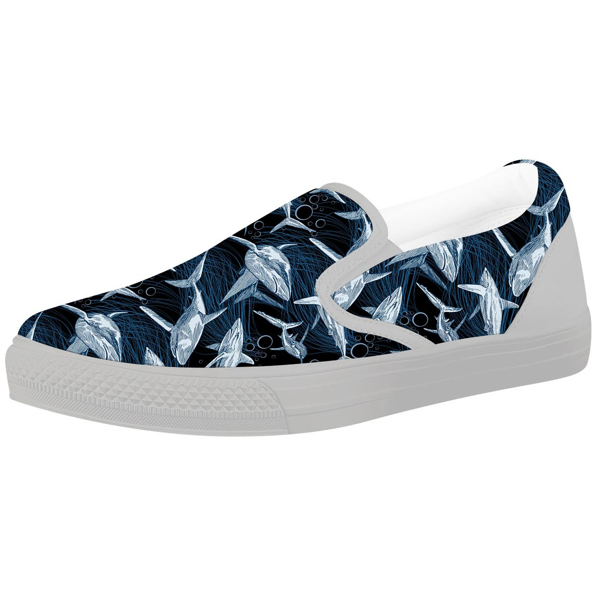 Underwear Shark Print Pattern White Slip On Shoes-grizzshop