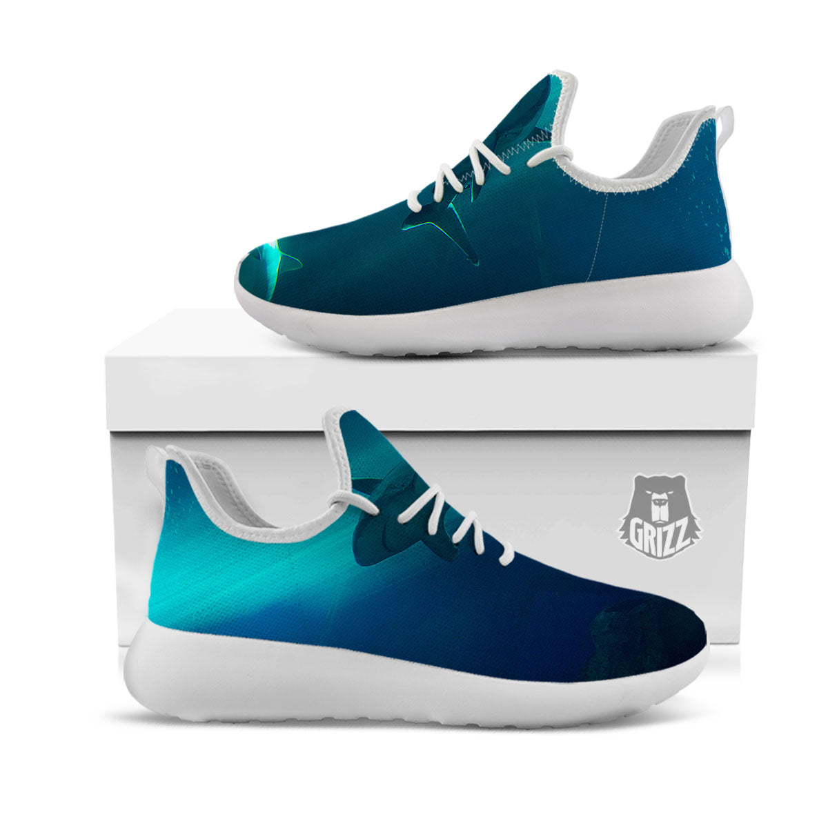 Underwear Shark Print White Athletic Shoes-grizzshop