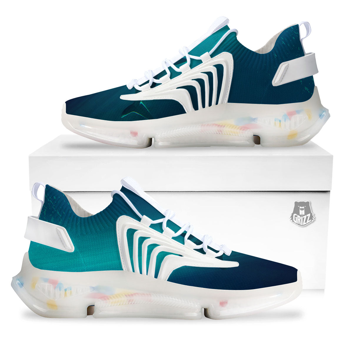 Underwear Shark Print White Gym Shoes-grizzshop