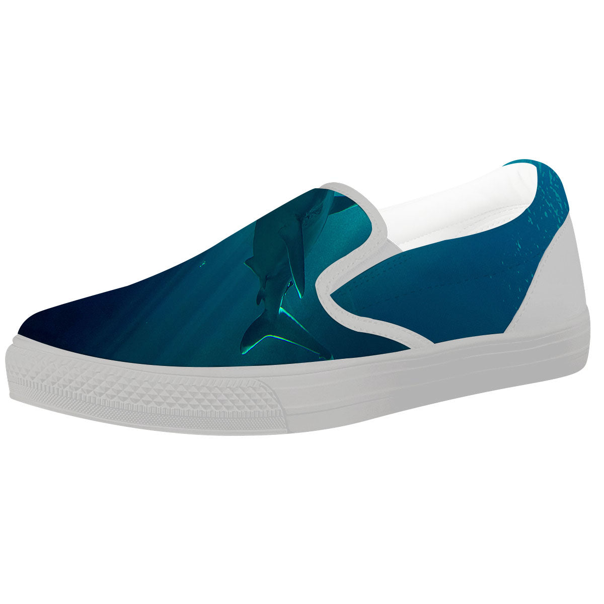 Underwear Shark Print White Slip On Shoes-grizzshop
