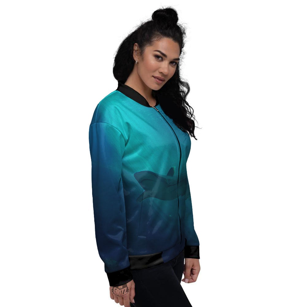 Underwear Shark Print Women's Bomber Jacket-grizzshop