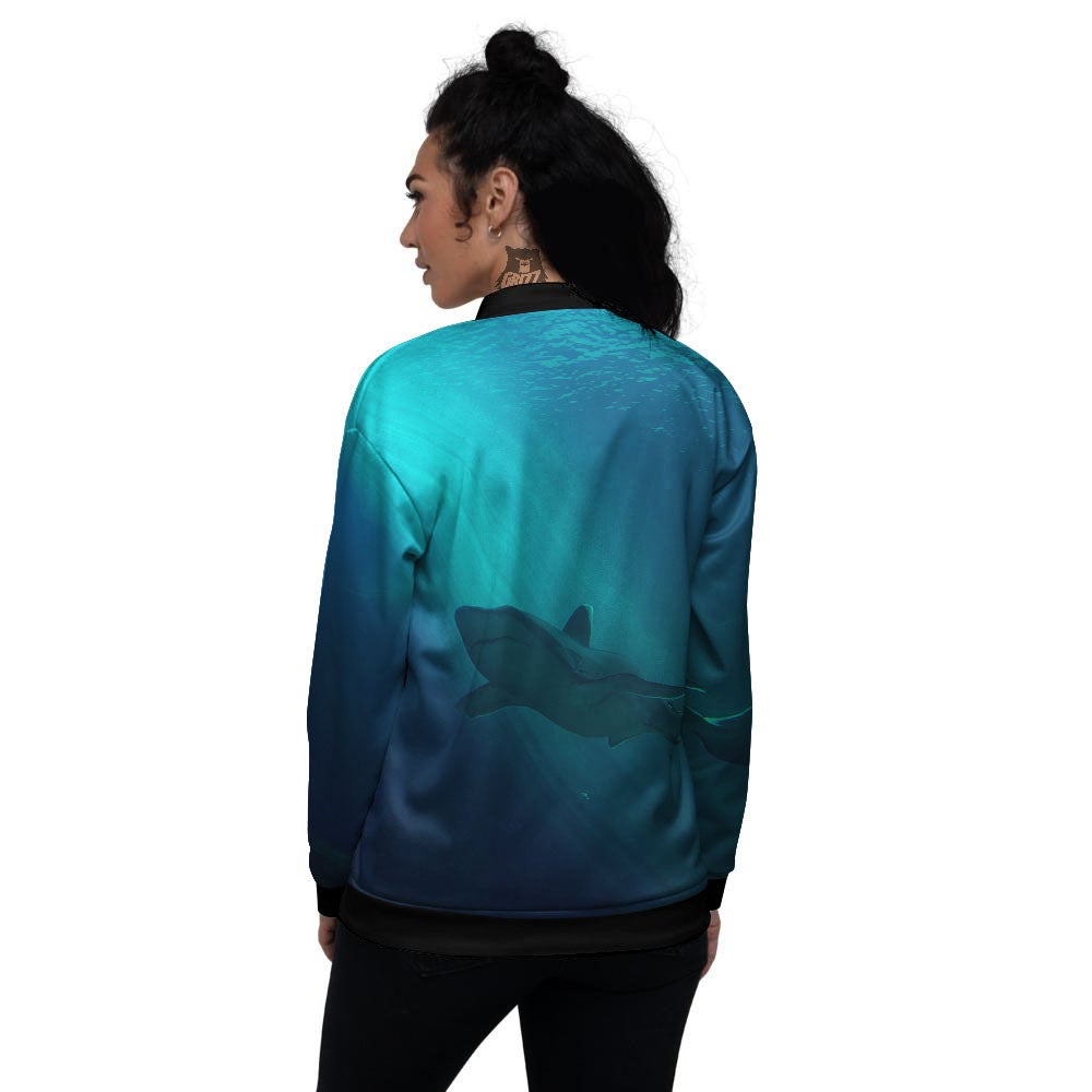 Underwear Shark Print Women's Bomber Jacket-grizzshop