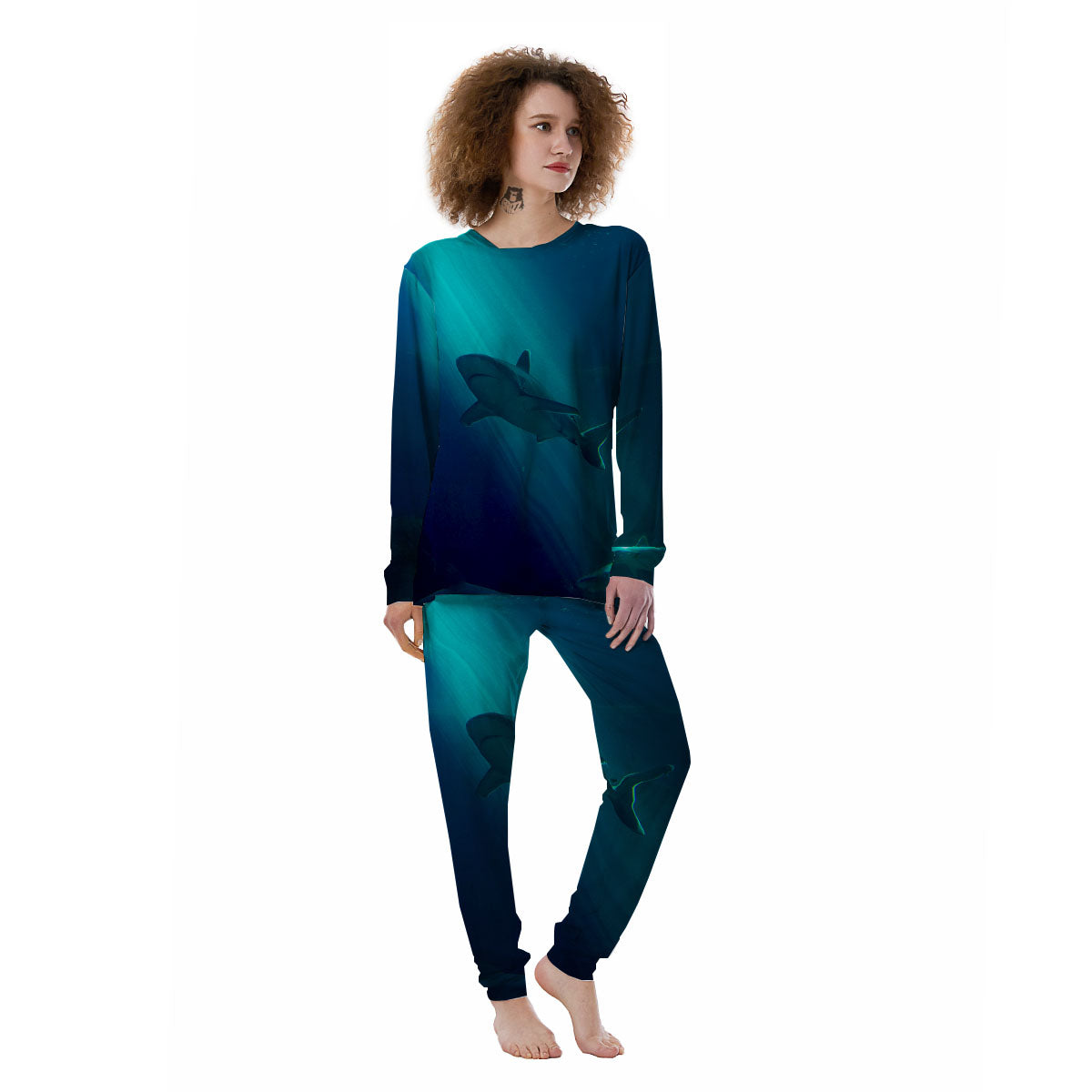 Underwear Shark Print Women's Pajamas-grizzshop
