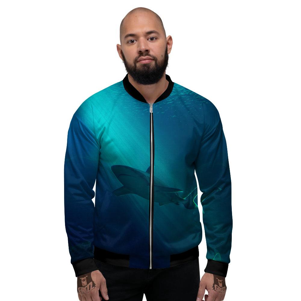 Underwear Shark Print Men's Bomber Jacket-grizzshop
