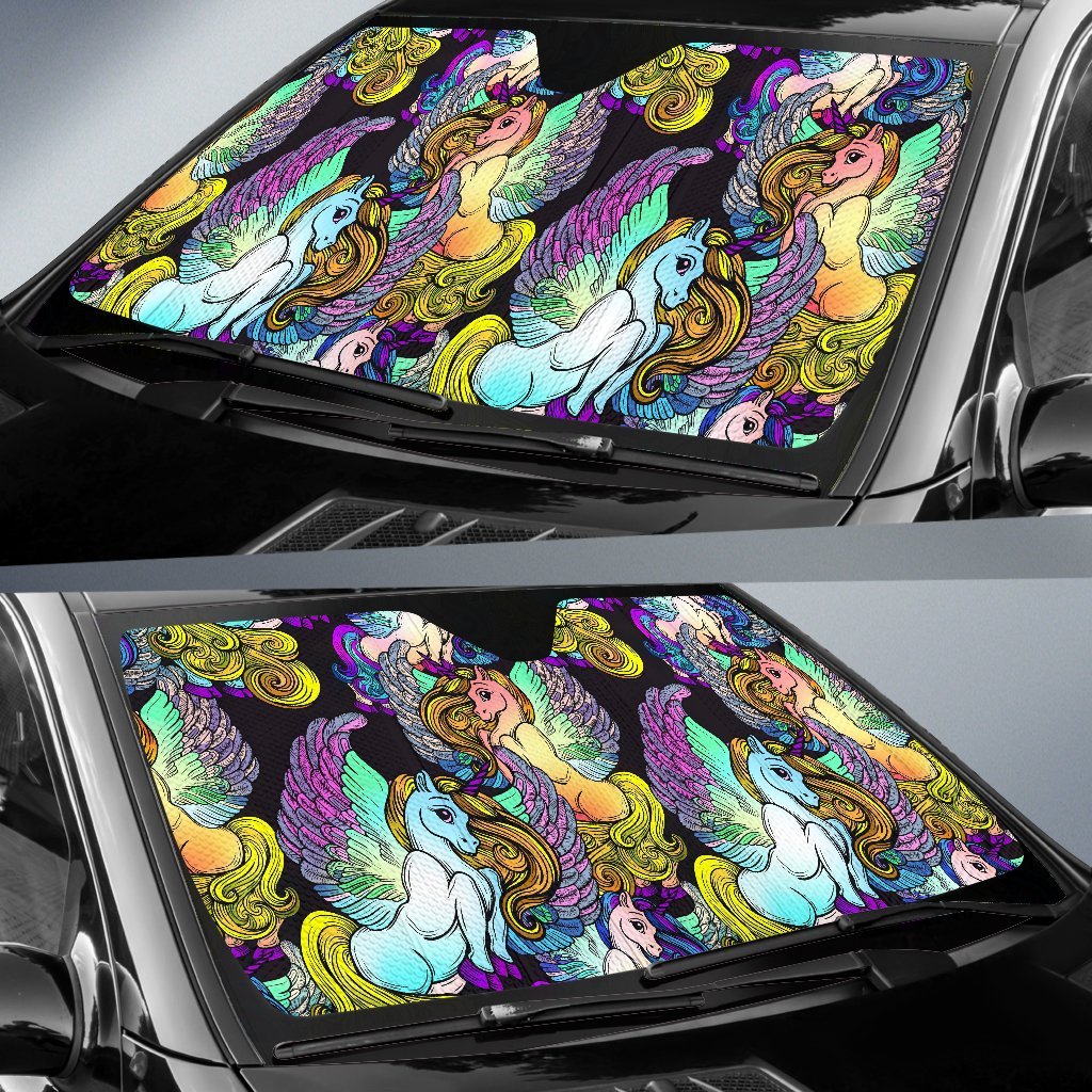 Unicon Cartoon Pattern Print Car Sun Shade-grizzshop