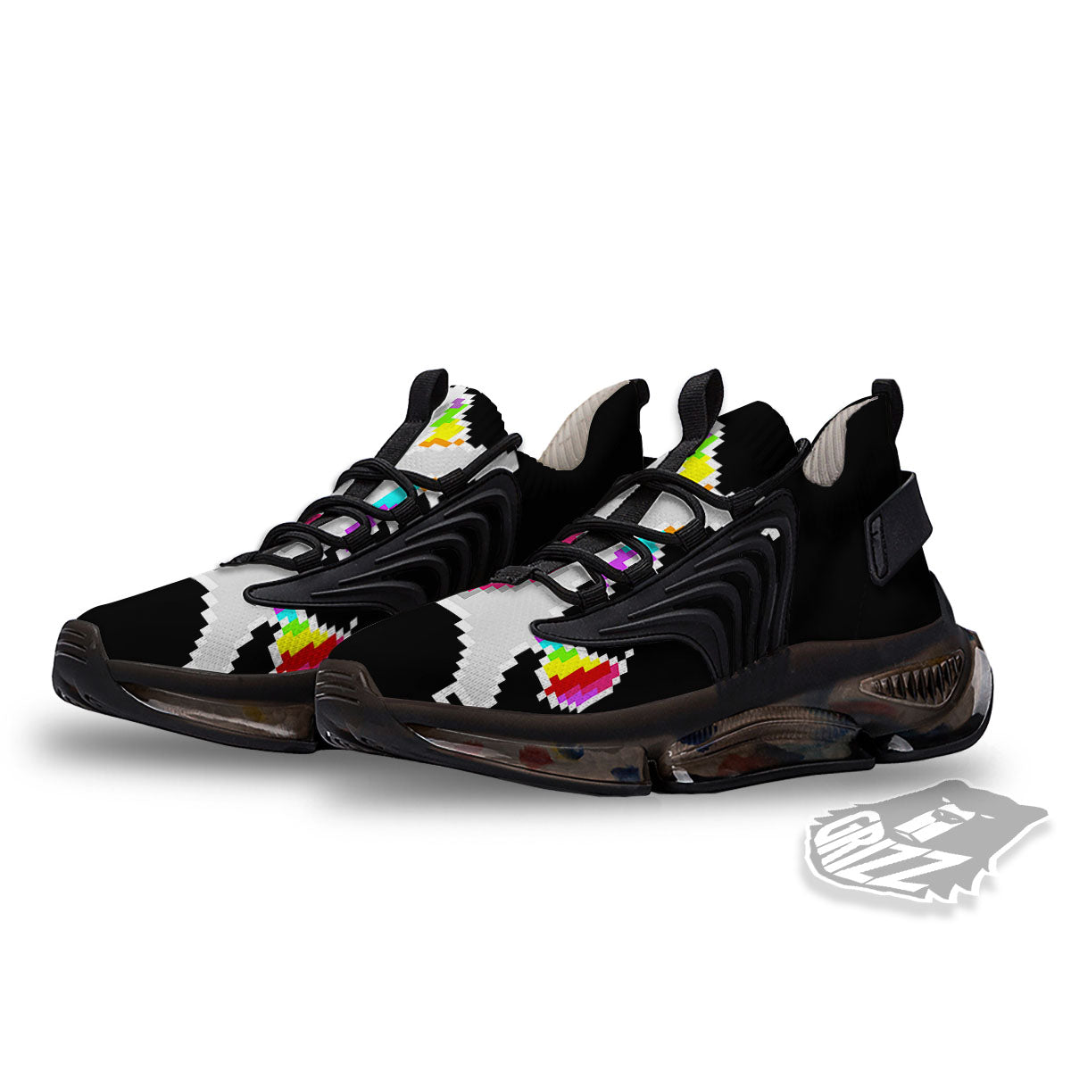 Unicorn 8-Bit Pixel Print Black Gym Shoes-grizzshop