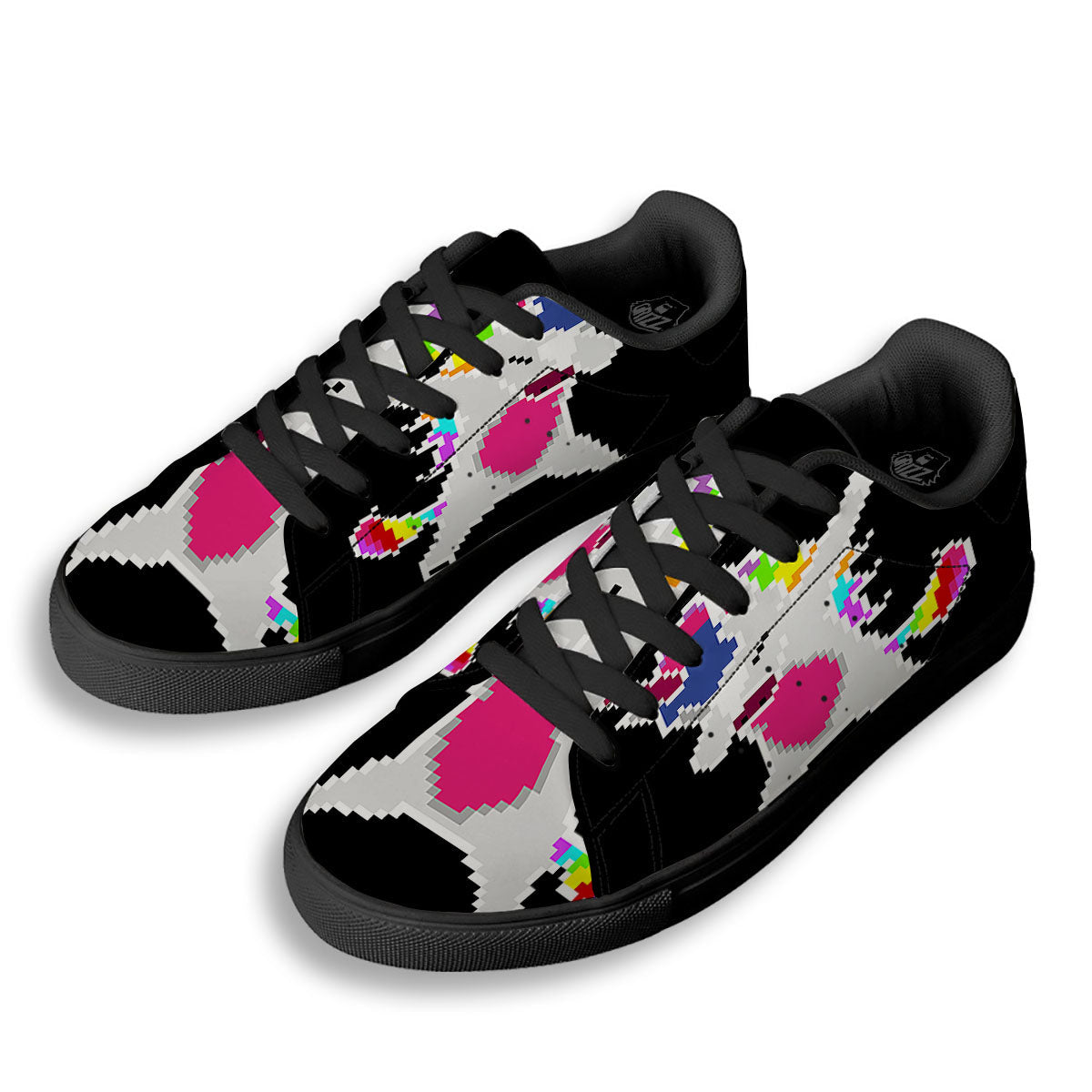 Unicorn 8-Bit Pixel Print Black Low Top Sneakers-grizzshop