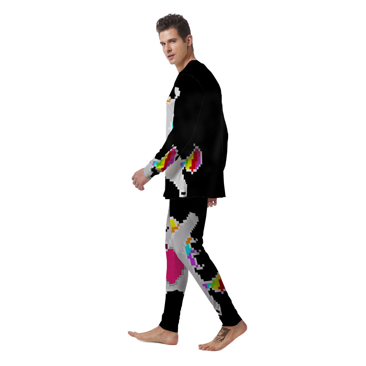 Unicorn 8-Bit Pixel Print Men's Pajamas-grizzshop