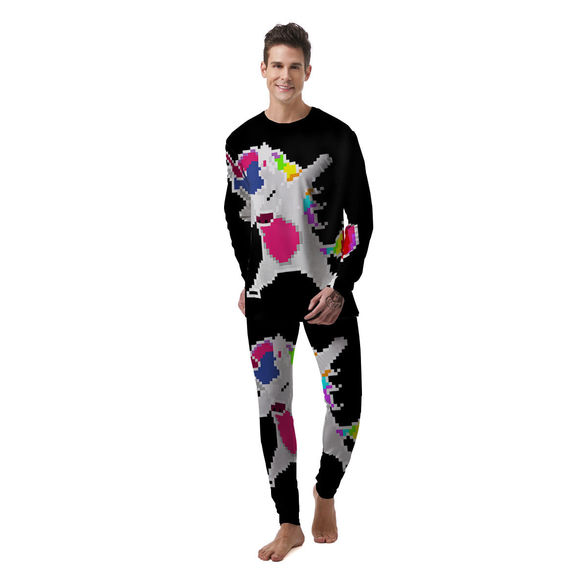 Unicorn 8-Bit Pixel Print Men's Pajamas-grizzshop