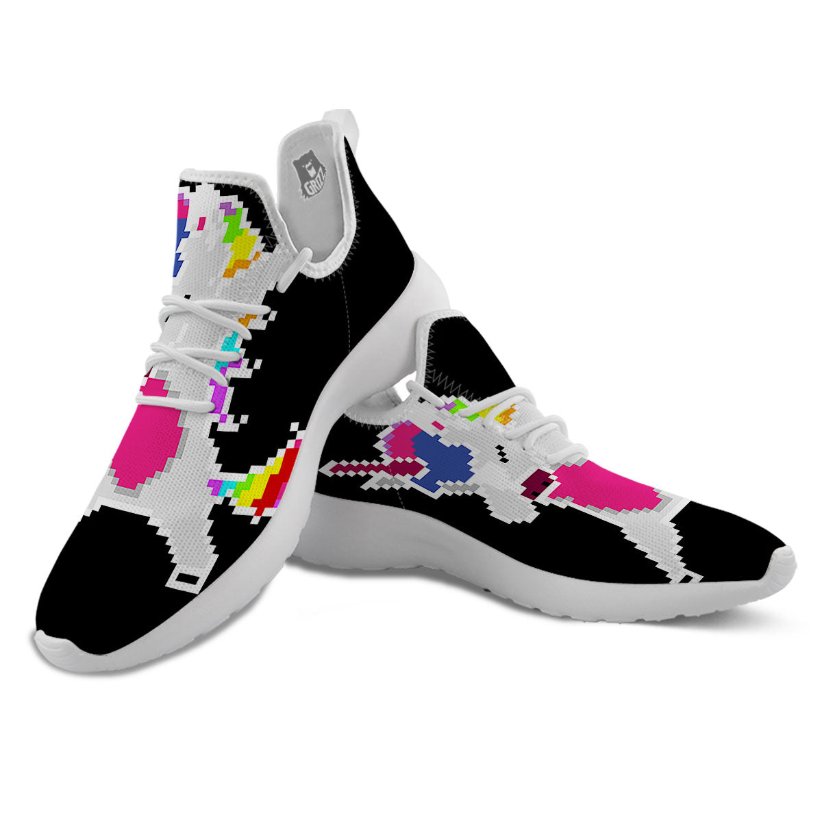 Unicorn 8-Bit Pixel Print White Athletic Shoes-grizzshop