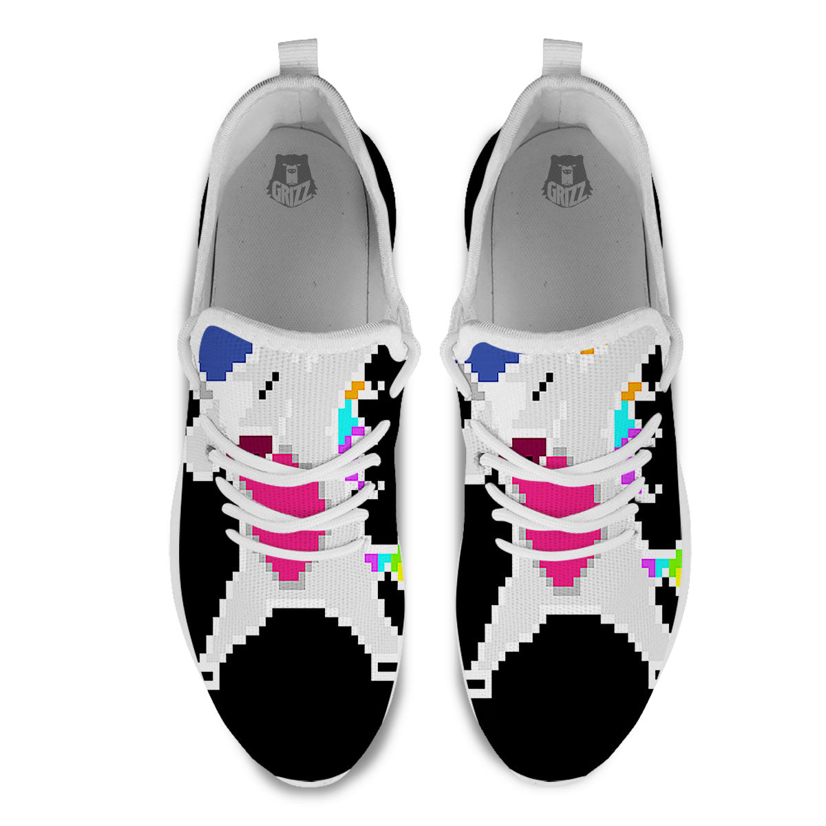 Unicorn 8-Bit Pixel Print White Athletic Shoes-grizzshop