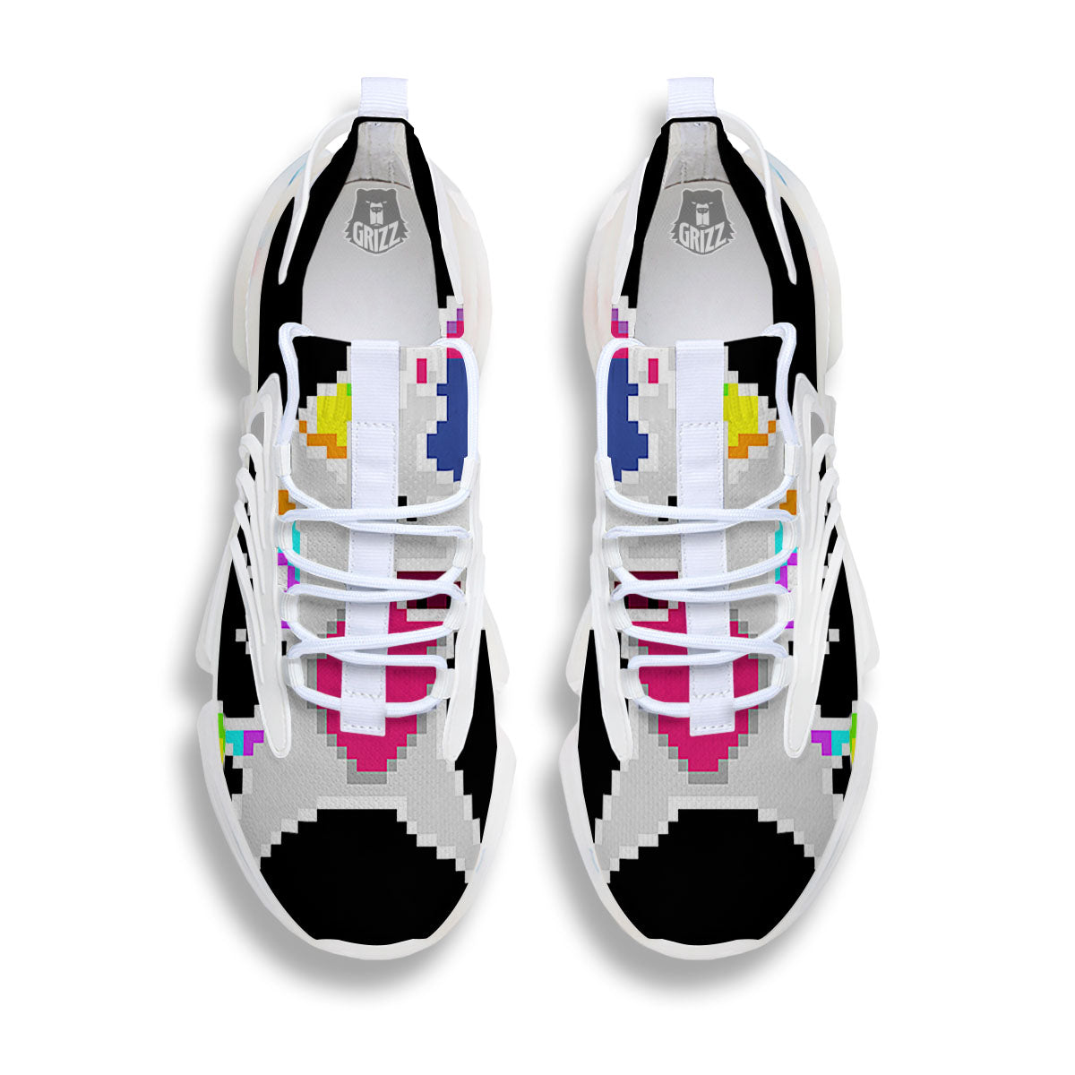 Unicorn 8-Bit Pixel Print White Gym Shoes-grizzshop