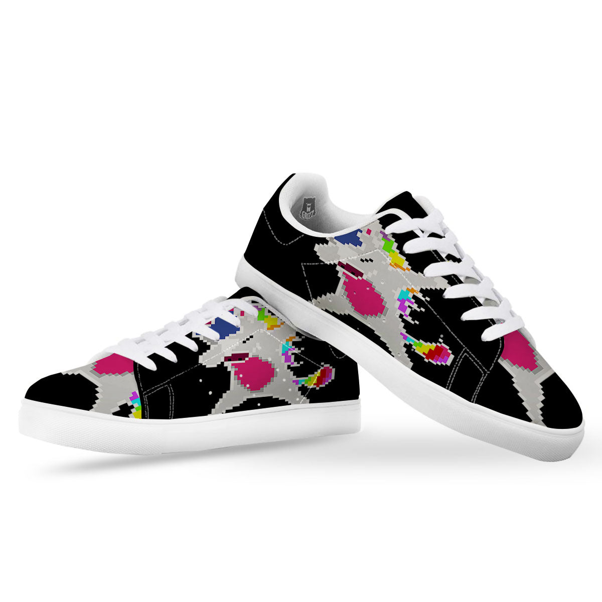 Unicorn 8-Bit Pixel Print White Low Top Sneakers-grizzshop