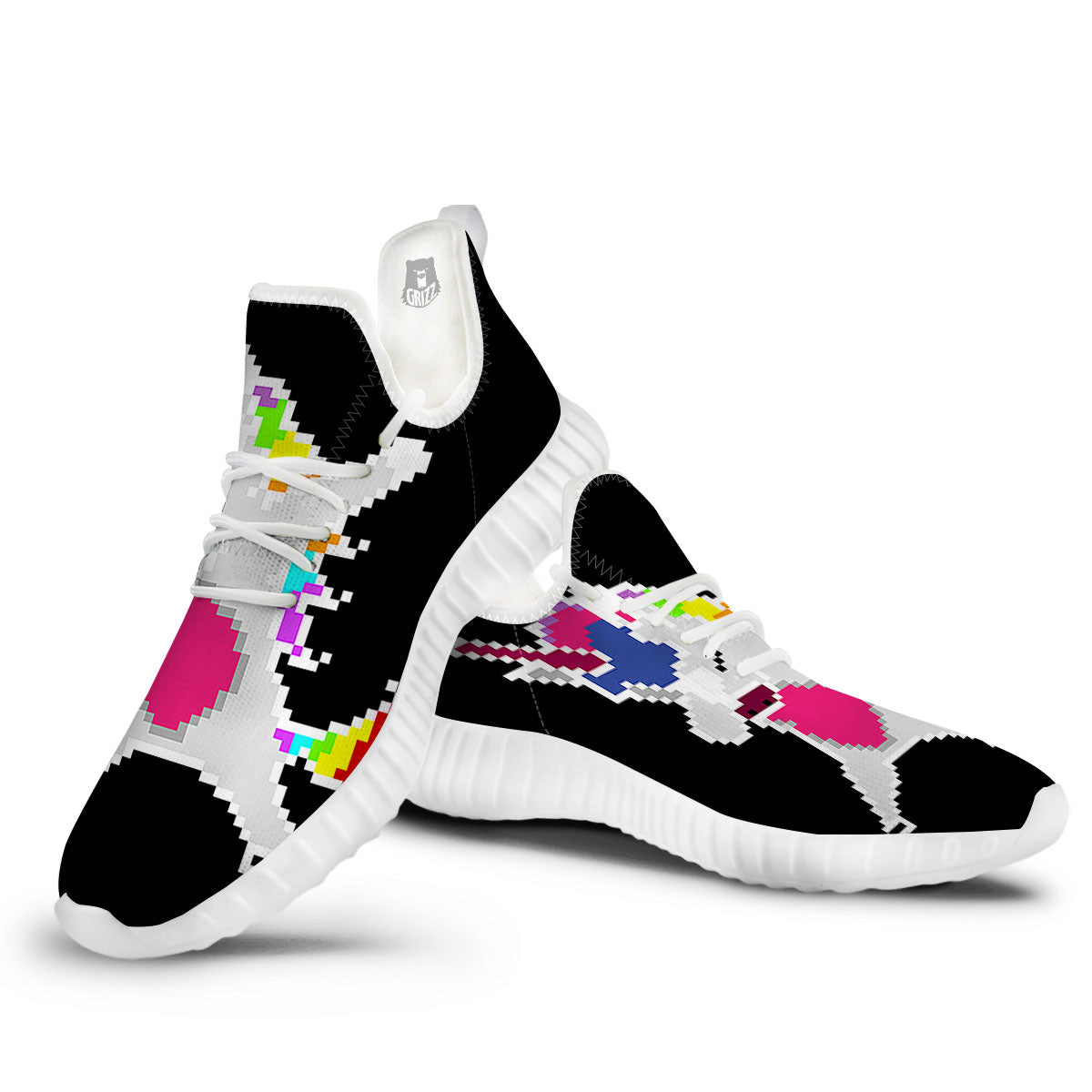 Unicorn 8-Bit Pixel Print White Walking Shoes-grizzshop