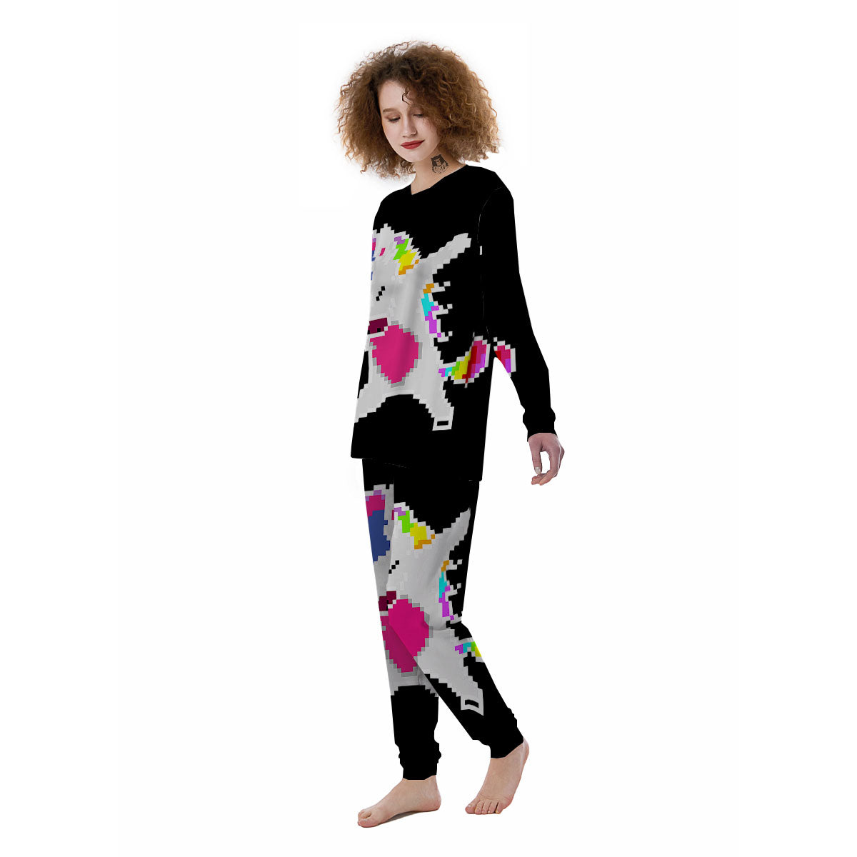 Unicorn 8-Bit Pixel Print Women's Pajamas-grizzshop