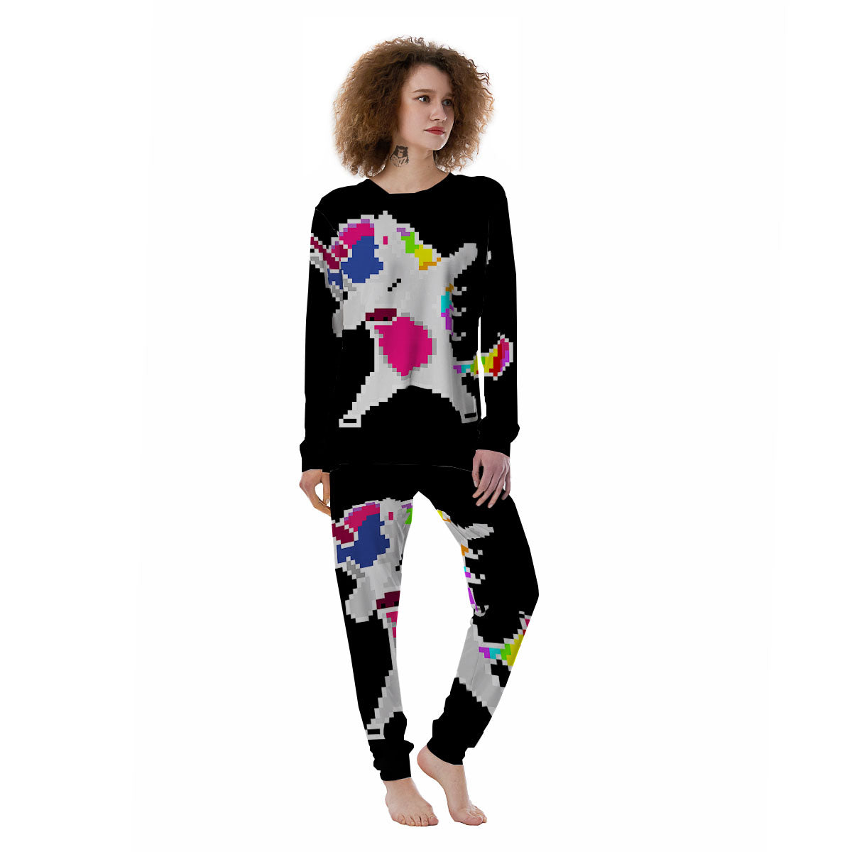 Unicorn 8-Bit Pixel Print Women's Pajamas-grizzshop