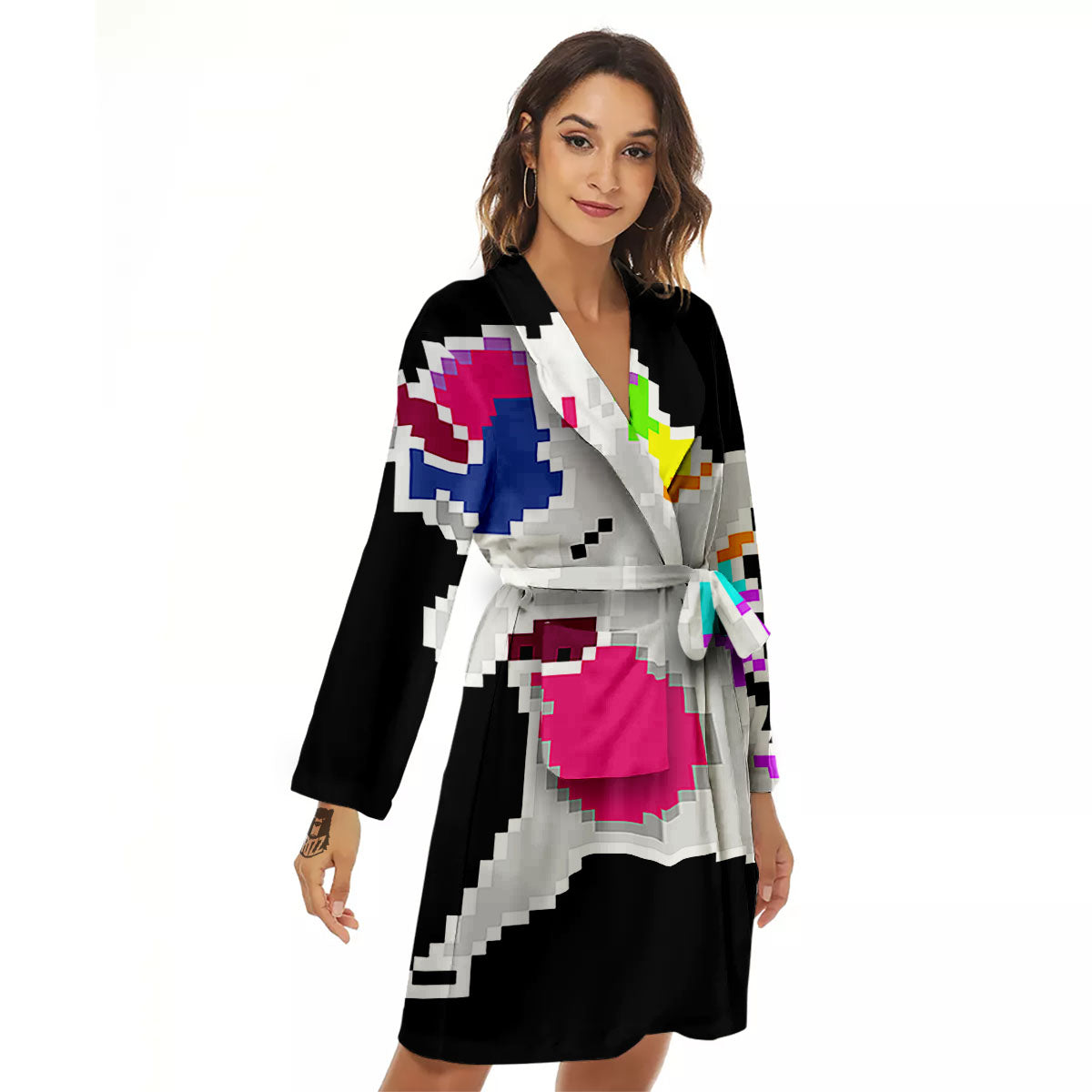 Unicorn 8-Bit Pixel Print Women's Robe-grizzshop