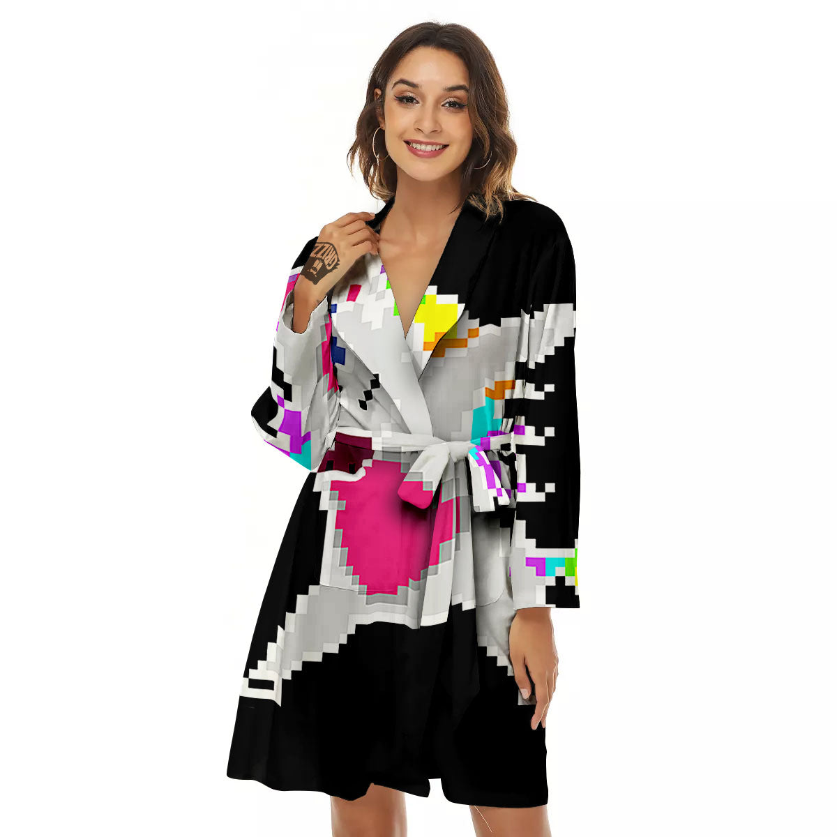Unicorn 8-Bit Pixel Print Women's Robe-grizzshop