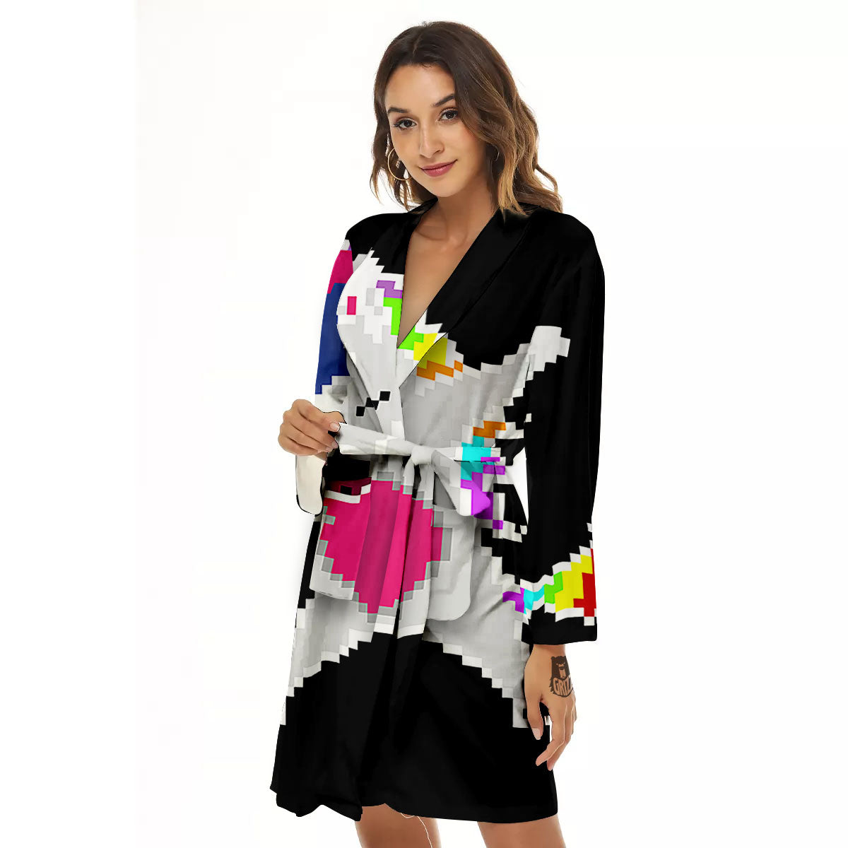 Unicorn 8-Bit Pixel Print Women's Robe-grizzshop