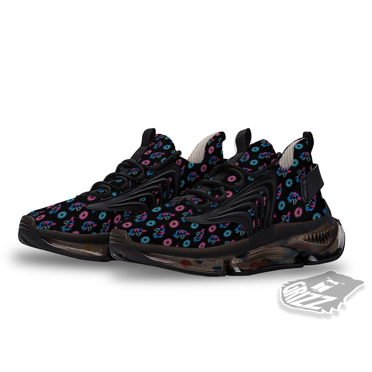 Unicorn Black Girly Print Pattern Black Gym Shoes-grizzshop