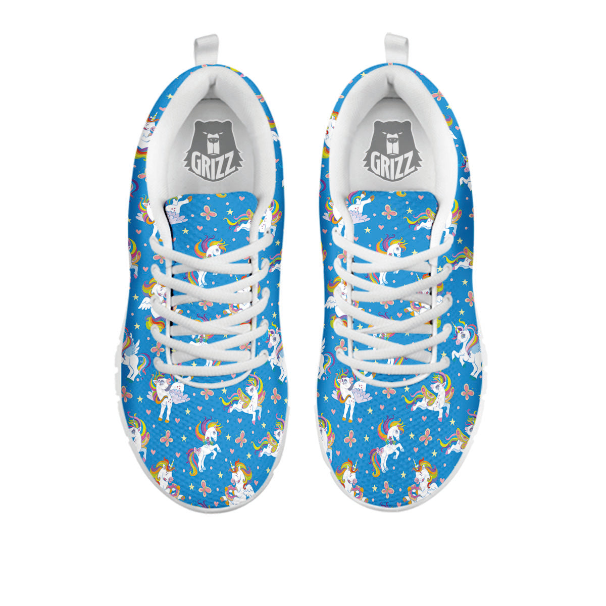 Unicorn Blue Rainbow Print Pattern White Sneaker-grizzshop