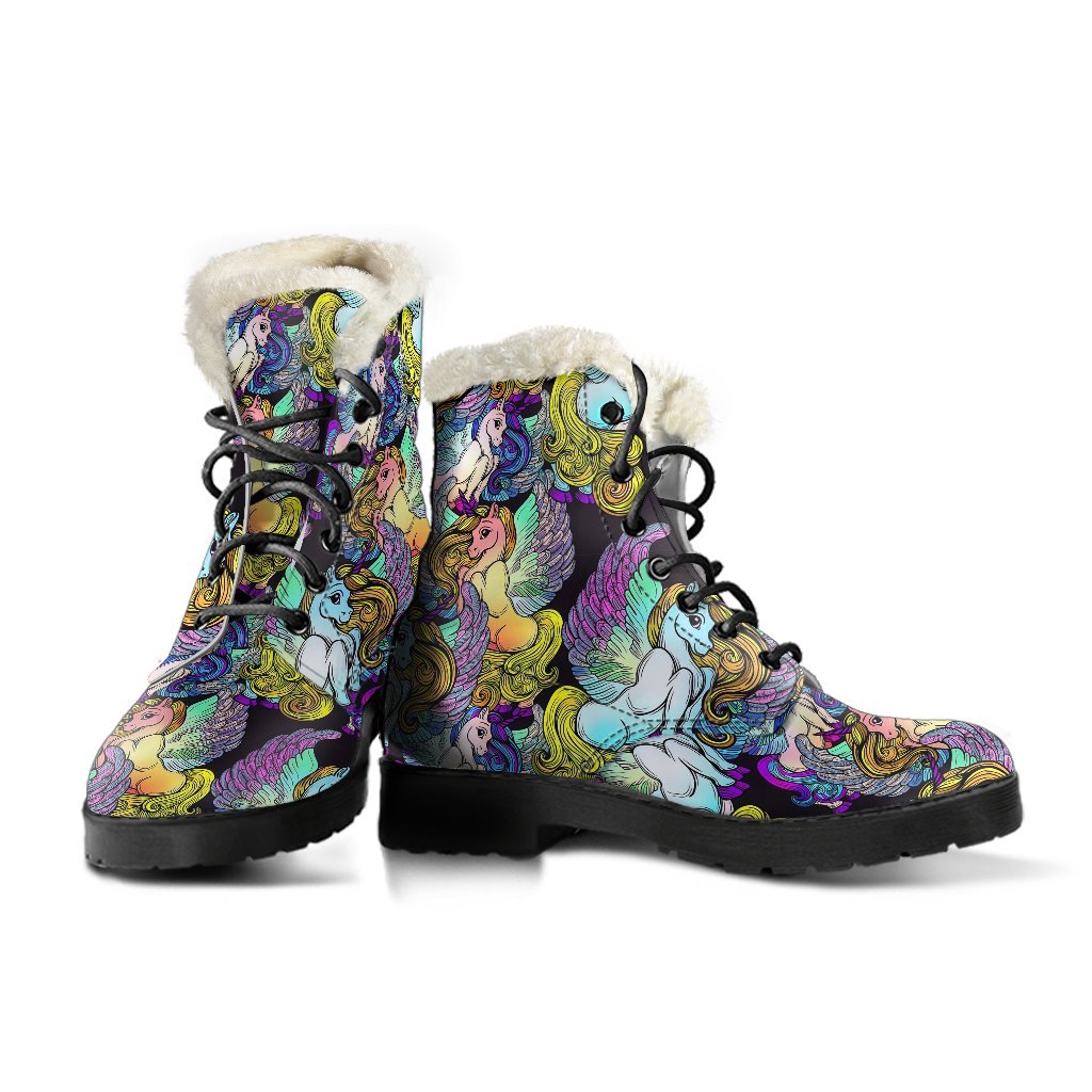 Unicorn Cartoon Pattern Print Comfy Winter Boots-grizzshop