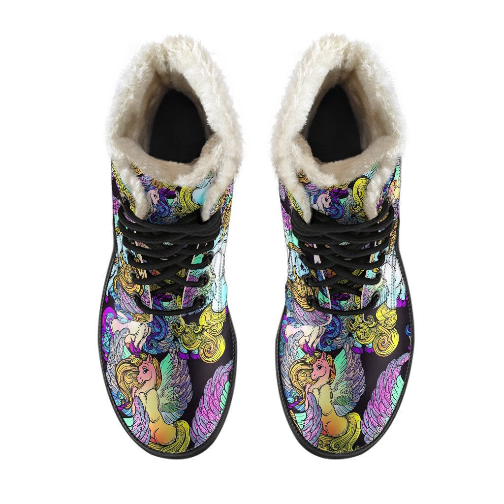 Unicorn Cartoon Pattern Print Comfy Winter Boots-grizzshop