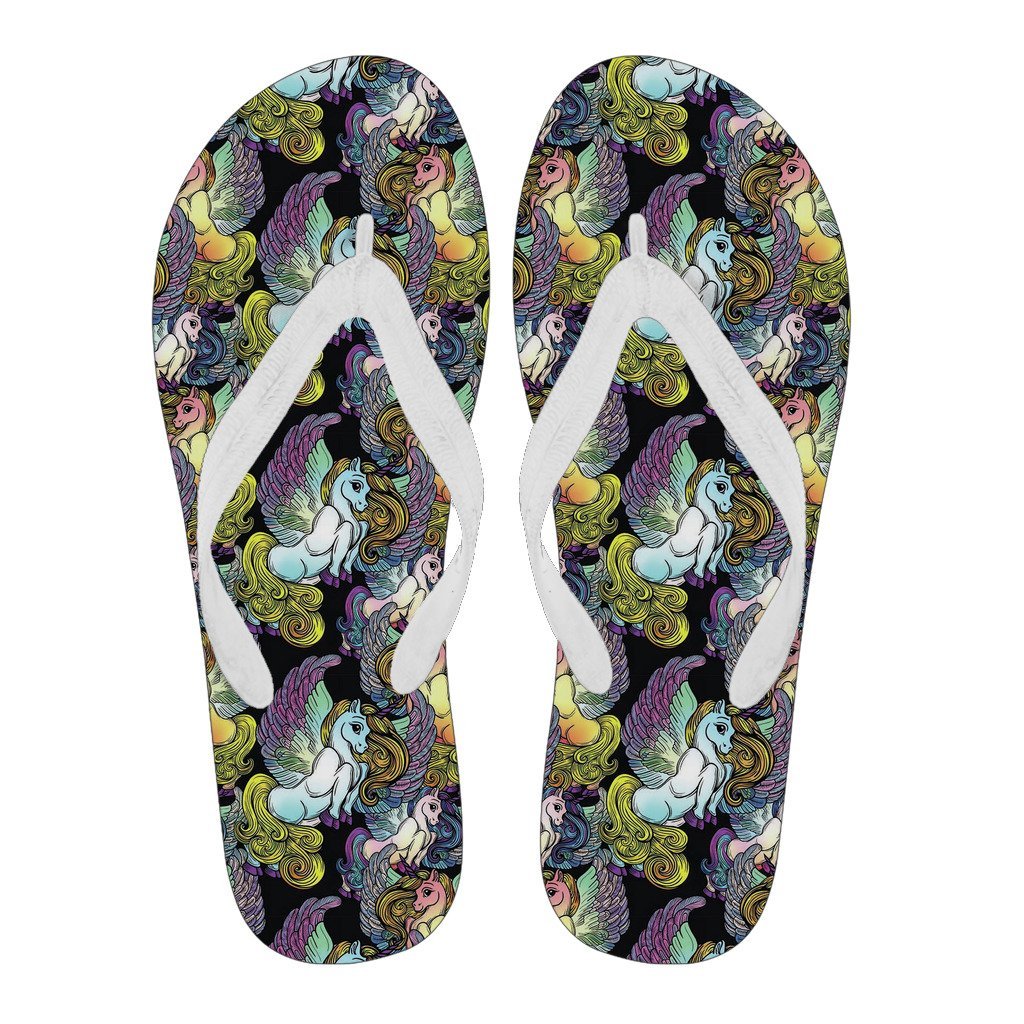 Unicorn Cartoon Pattern Print Men & Women Flip Flops-grizzshop