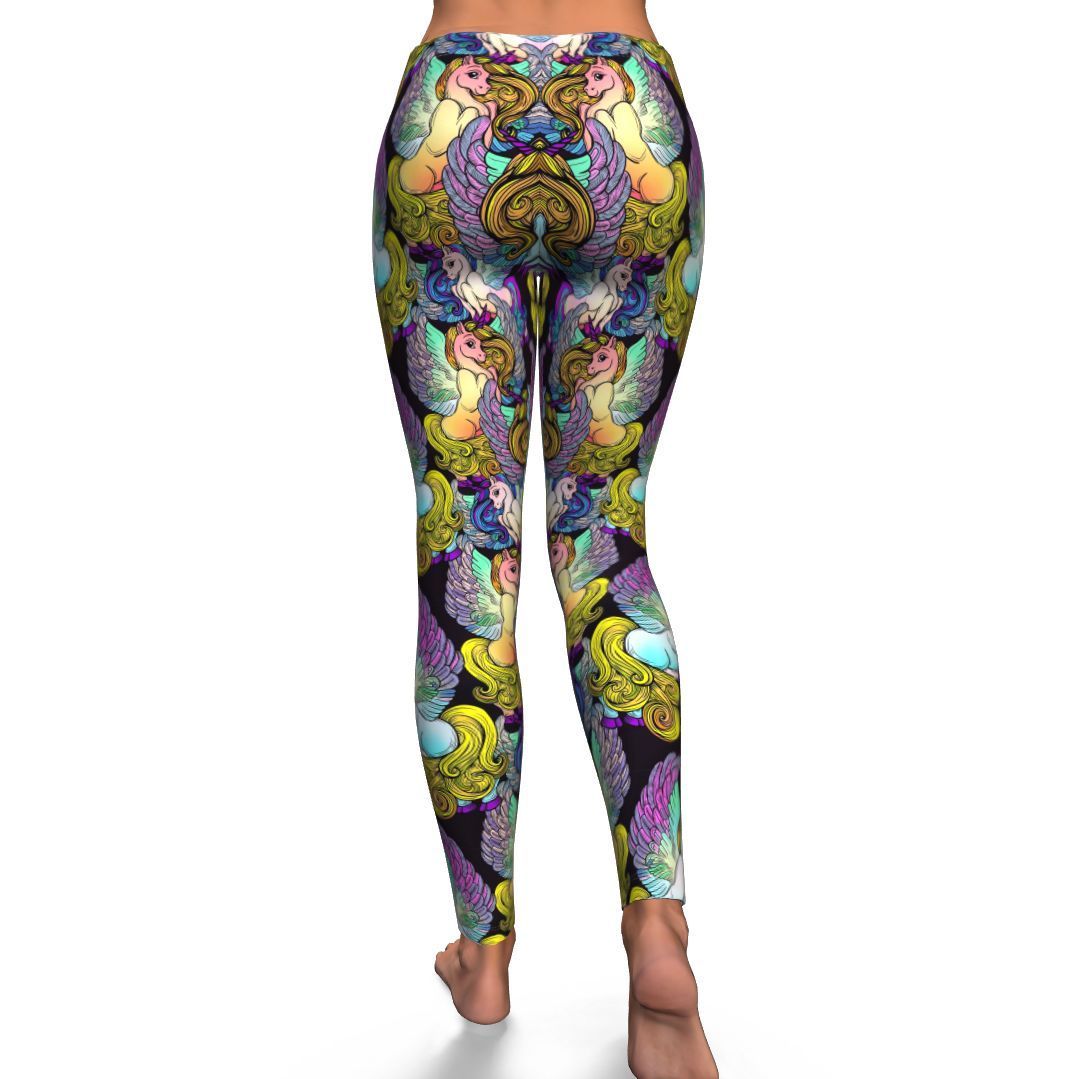 Unicorn Cartoon Pattern Print Pattern Women Leggings-grizzshop