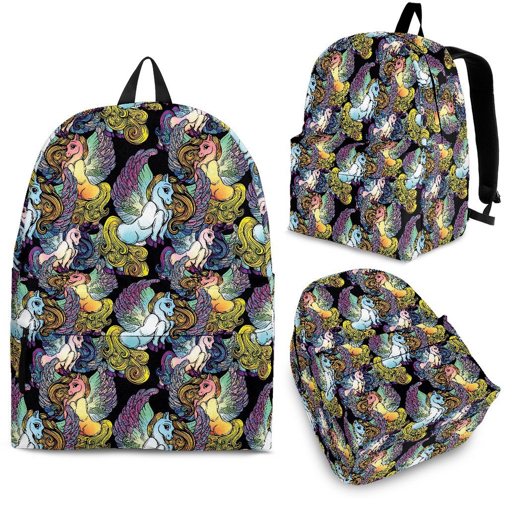 Unicorn Cartoon Pattern Print Premium Backpack-grizzshop