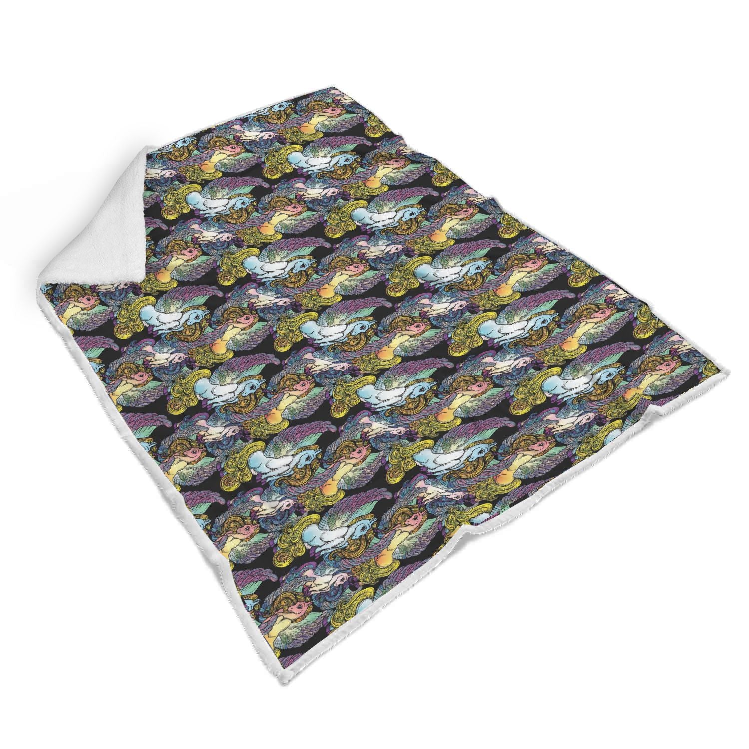 Unicorn Cartoon Pattern Print Throw Blanket-grizzshop