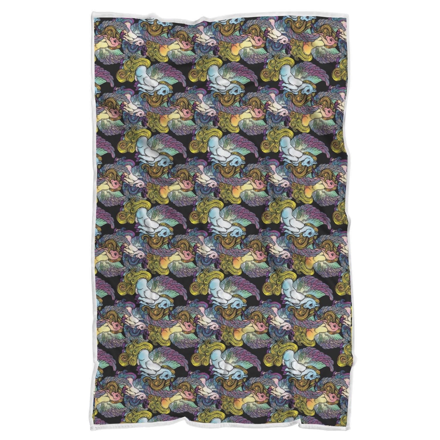 Unicorn Cartoon Pattern Print Throw Blanket-grizzshop