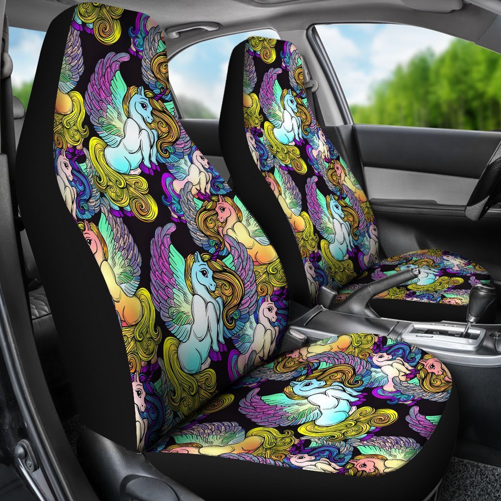 Unicorn Cartoon Pattern Print Universal Fit Car Seat Cover-grizzshop
