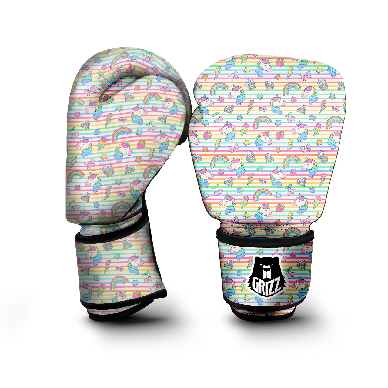 Unicorn Cute Rainbow Print Pattern Boxing Gloves-grizzshop