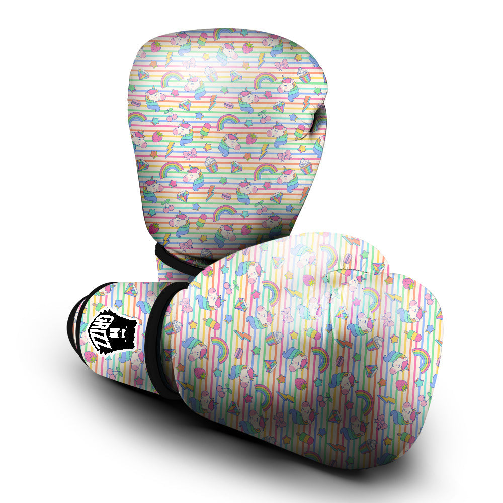 Unicorn Cute Rainbow Print Pattern Boxing Gloves-grizzshop