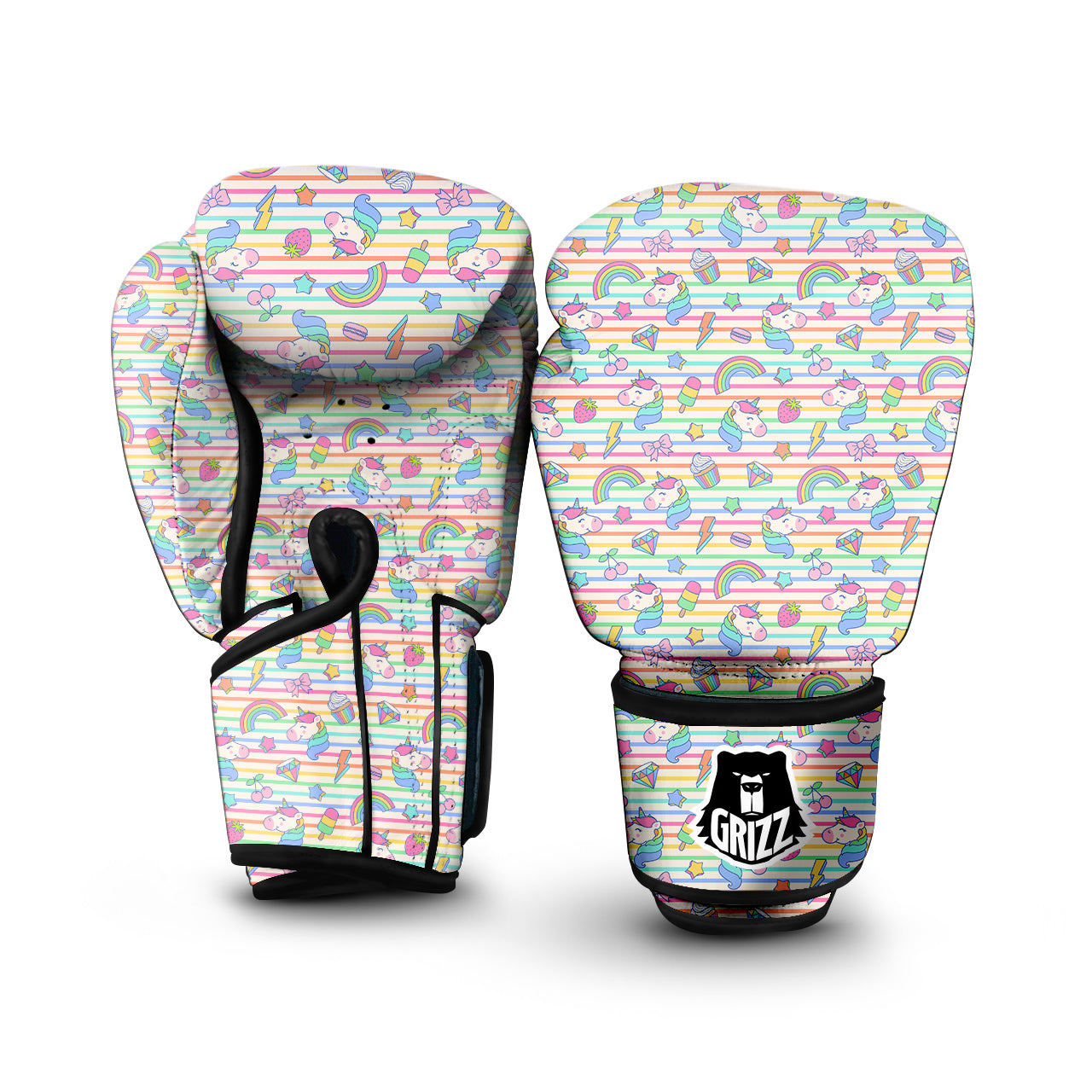Unicorn Cute Rainbow Print Pattern Boxing Gloves-grizzshop