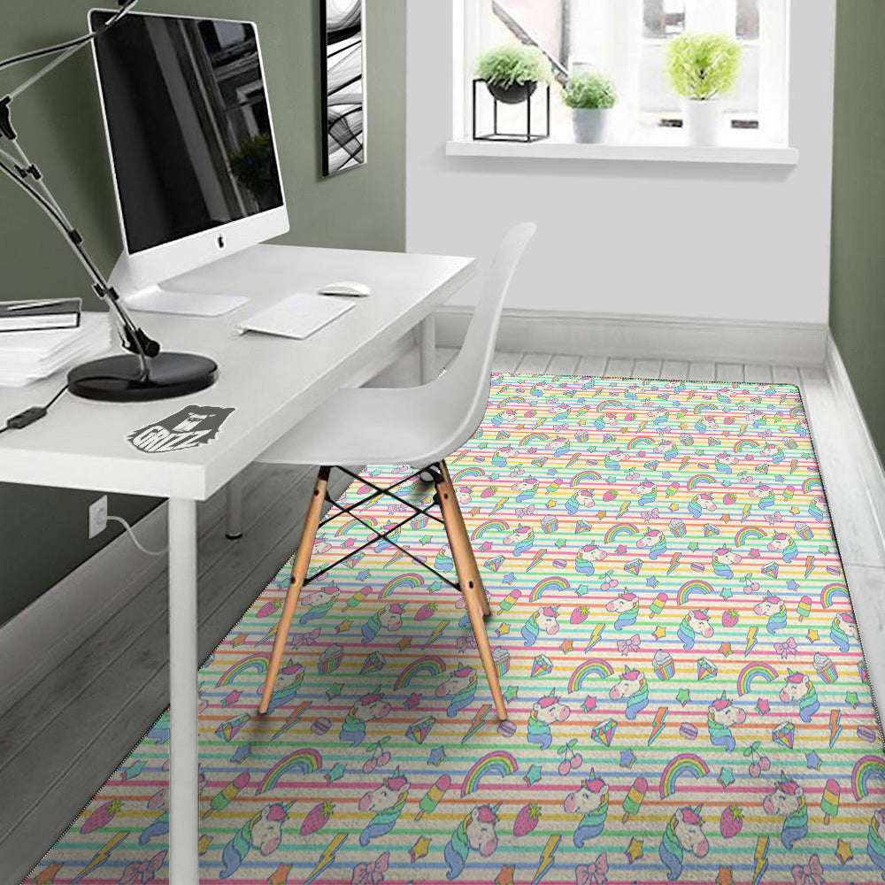 Unicorn Cute Rainbow Print Pattern Floor Mat-grizzshop