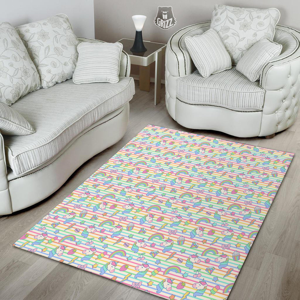 Unicorn Cute Rainbow Print Pattern Floor Mat-grizzshop