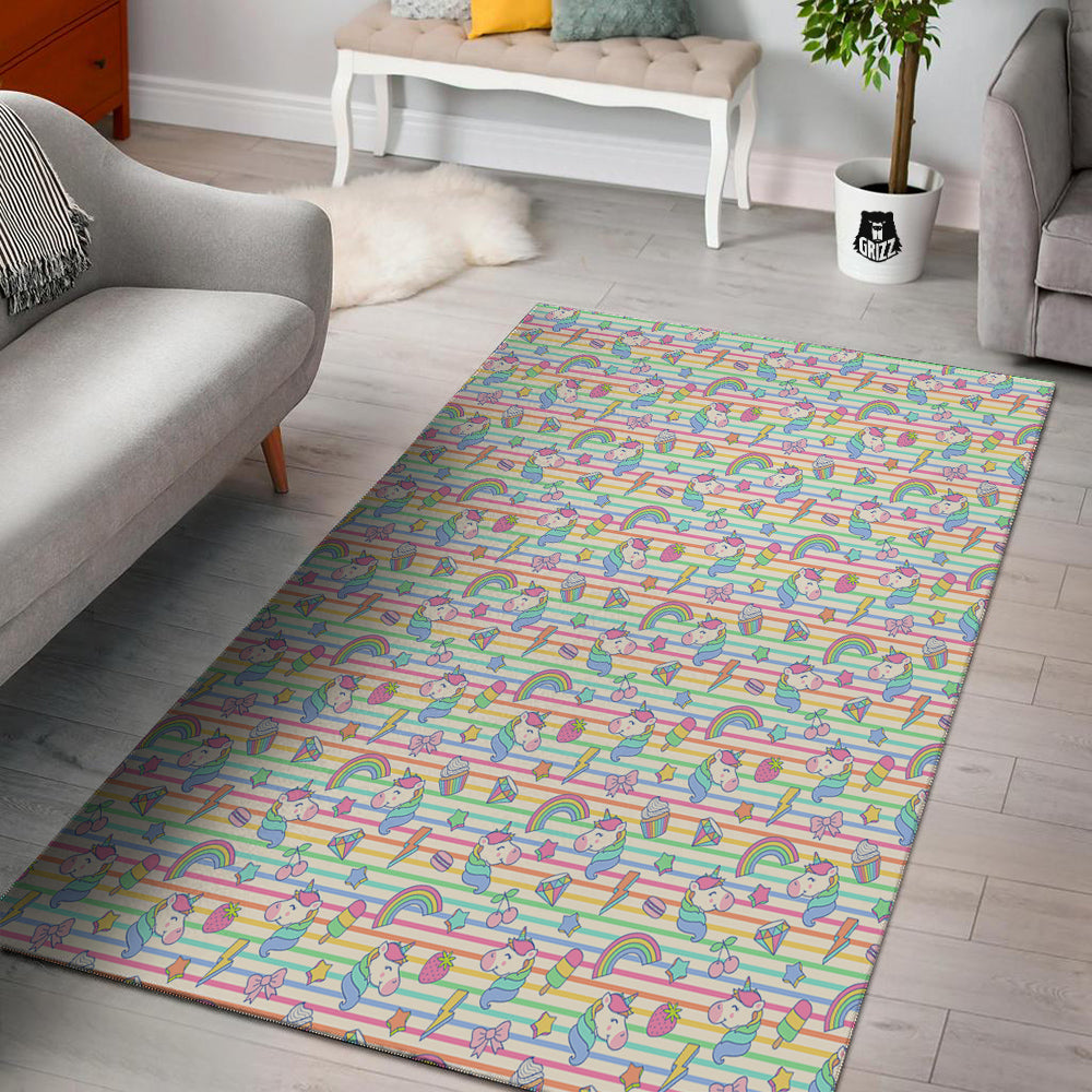 Unicorn Cute Rainbow Print Pattern Floor Mat-grizzshop