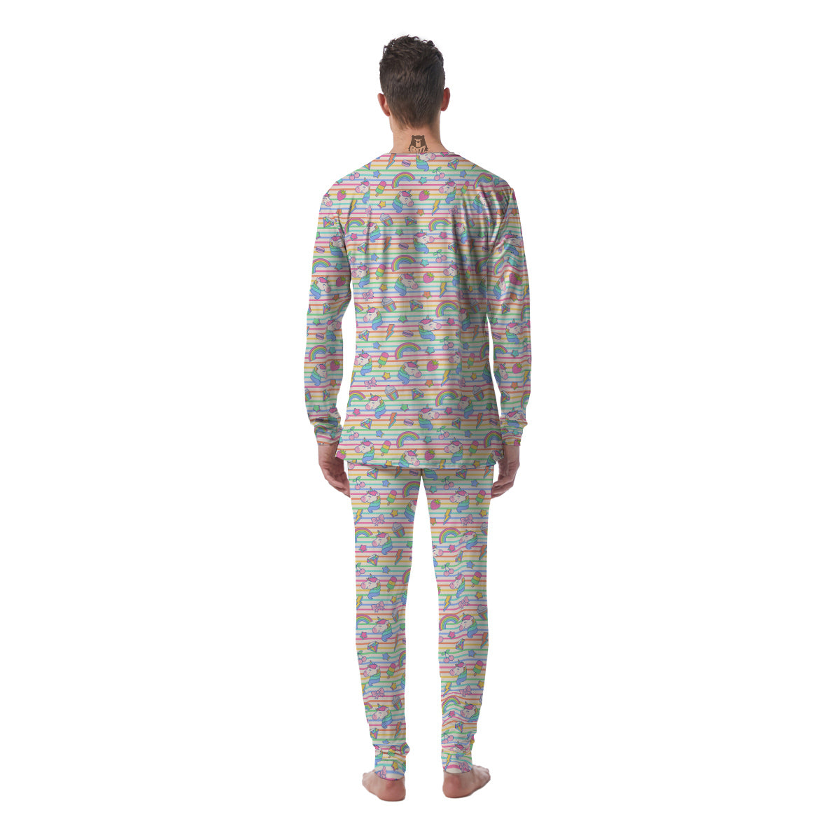 Unicorn Cute Rainbow Print Pattern Men's Pajamas-grizzshop