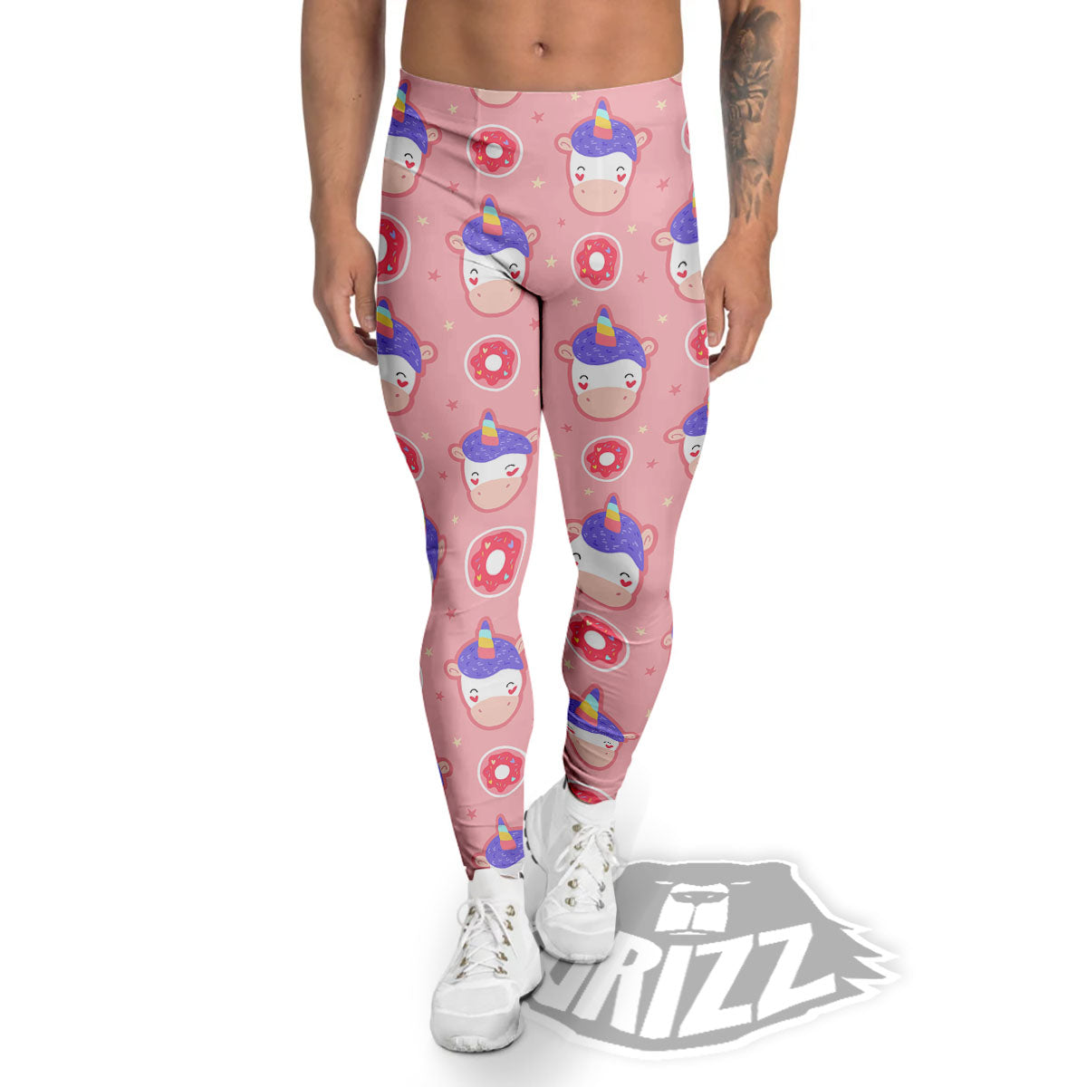 Unicorn Donut Pink Girly Print Pattern Men's Leggings-grizzshop