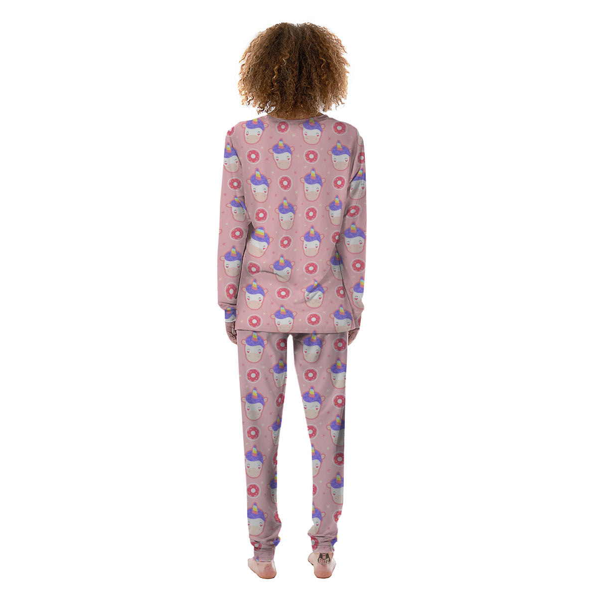 Unicorn Donut Pink Girly Print Pattern Women's Pajamas-grizzshop