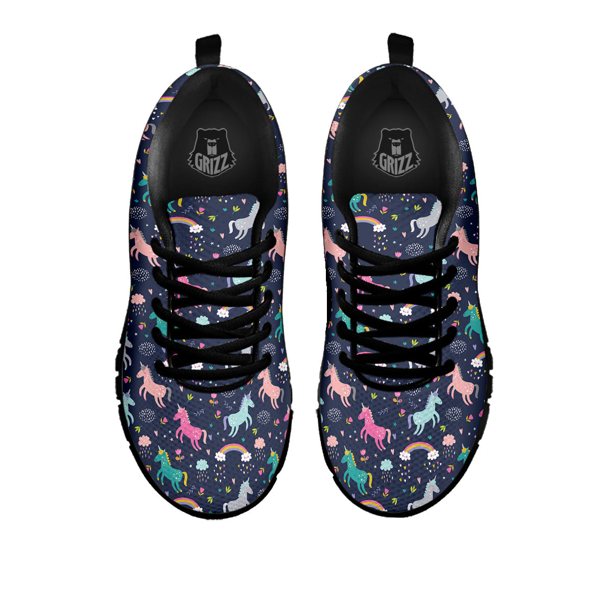 Unicorn Doodle Print Pattern Black Sneaker-grizzshop