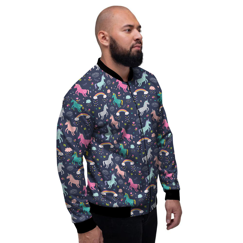 Unicorn Doodle Print Pattern Men's Bomber Jacket-grizzshop