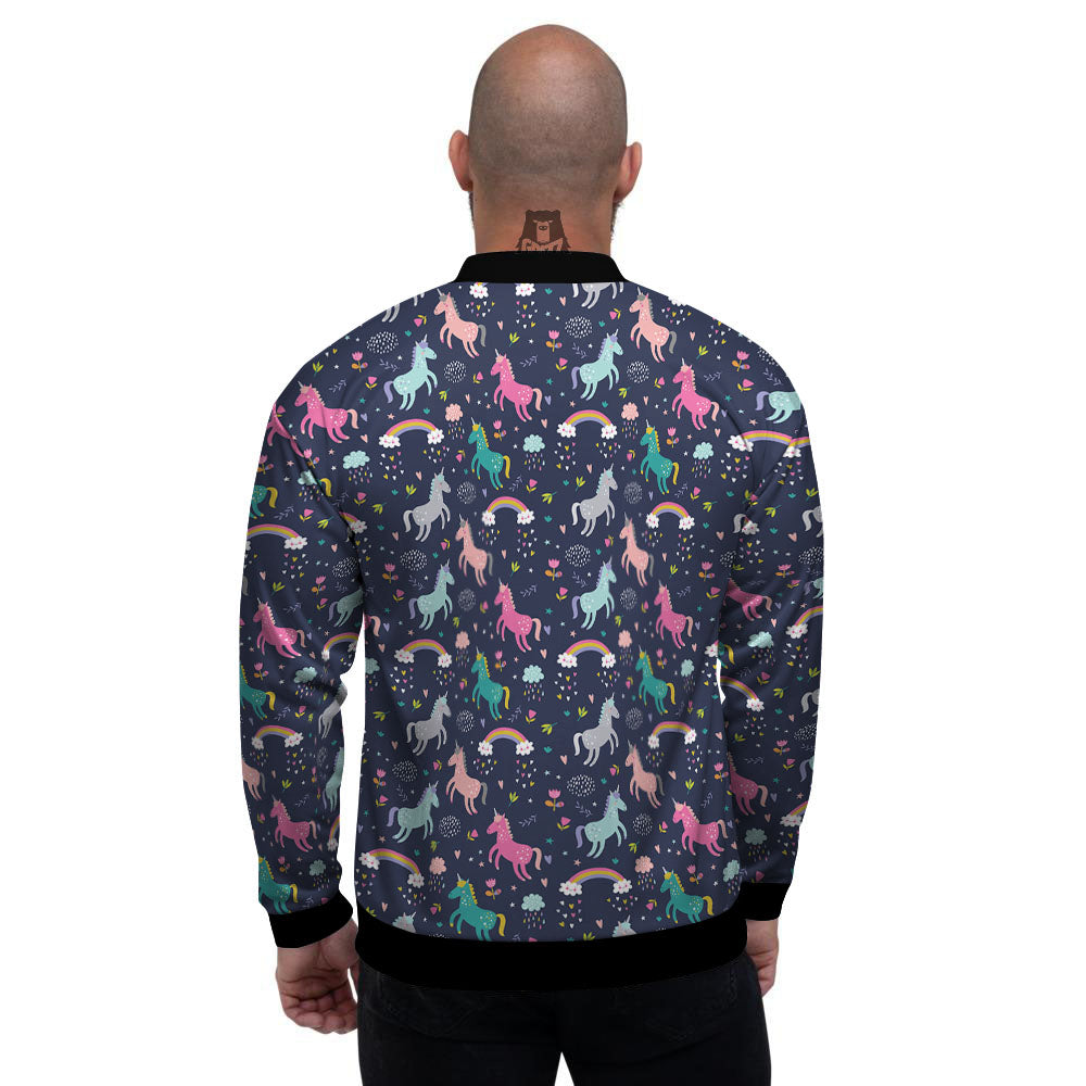 Unicorn Doodle Print Pattern Men's Bomber Jacket-grizzshop