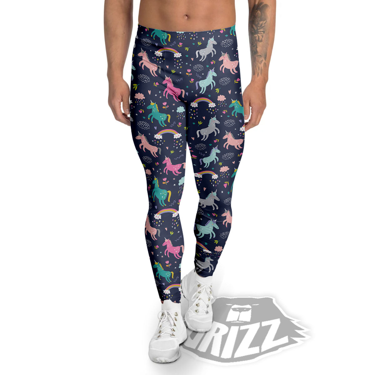 Unicorn Doodle Print Pattern Men's Leggings-grizzshop