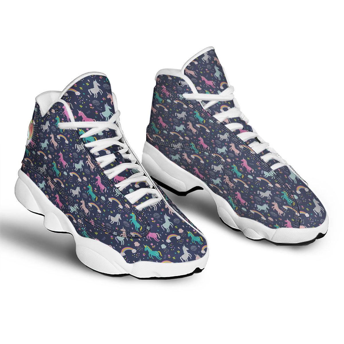 Unicorn Doodle Print Pattern White Basketball Shoes-grizzshop