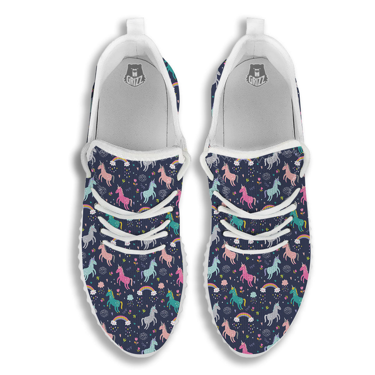 Unicorn Doodle Print Pattern White Walking Shoes-grizzshop