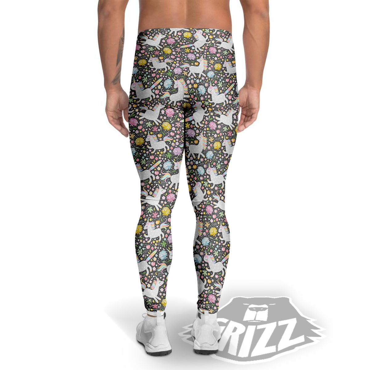 Unicorn Fairy Floral Print Pattern Men's Leggings-grizzshop