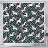 Unicorn Floral Pattern Print Bathroom Shower Curtain-grizzshop